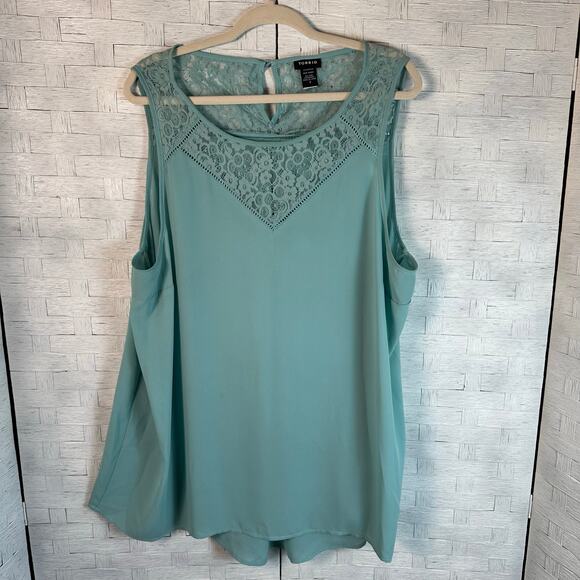 Torrid womens sleeveless top loose fitting feminine teal bohemian plus size ￼ - Picture 1 of 7